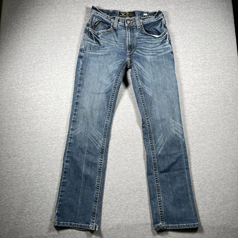 Ariat Rebar M5 Jeans Mens 28x32 Blue Medium Wash Straight Leg Regular Fit